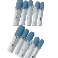 Tacana 10 pièces Faux ongles à presser faits main 5.0 Longs, motif floral tubulaire, strass, perles en acier, style européen séduisant, capsules d'ongles 3D à couverture complète
