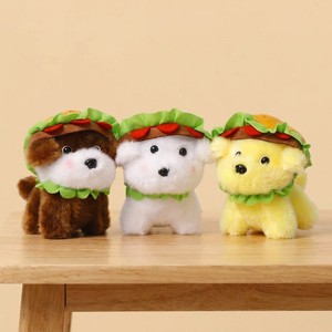 Porte-clés en peluche chien-burger de dessin animé en gros, pendentif personnalisé OEM, mascotte en peluche douce, jouet en peluche chien mignon pour cadeau - Product Image 1