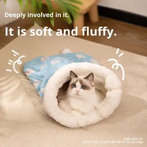 Invierno suave túnel gato nido Cordero polar mascota saco de dormir cerrado gato saco de dormir gatito arena pequeño perro dormir nido - Product Image 3