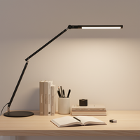 Lampe de bureau moderne à abat-jour détachable, lampe de table LED électrique simple avec bras pliable et pince/base, éclairage flexible à large angle