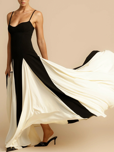 <span class=keywords><strong>Abito</strong></span> Lungo da <span class=keywords><strong>Donna</strong></span> Personalizzato Bicolore <span class=keywords><strong>Nero</strong></span> e Bianco, Vestito Lungo con Spalline Sottili e Scollo a Cuore OEM/ODM per Vendita all'Ingrosso - Product Image 5