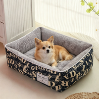 Coussin carré isolant pour chien et chat, type grotte, chaud pour l'hiver, résistant au froid, en fibre tendance, avec housse amovible