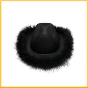 Sombrero <span class=keywords><strong>de</strong></span> Vaquero Blanco para <span class=keywords><strong>Despedida</strong></span> <span class=keywords><strong>de</strong></span> <span class=keywords><strong>Soltera</strong></span> con Adorno <span class=keywords><strong>de</strong></span> Plumas Rosas Sólidas PARTYMENT - Product Image 3