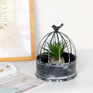 Toptan yuvarlak kuş kafesleri Vintage dekoratif Metal kuş kafesi ev dekor çiçekleri kafesi dekor sahne asılı saksı kuş kafesi - Product Image 6
