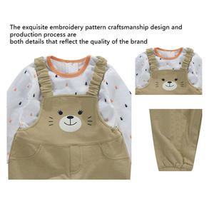 Setelan pakaian bayi perempuan, setelan 2 potong celana tali modis katun organik kustom - Product Image 6