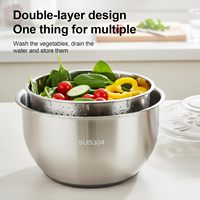 RVS Saladeslinger met afdruipbak, fruitwasser, 6 QT, antislipvoet, 3-in-1 groentewasbak