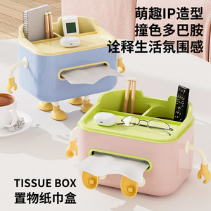 Boîte à mouchoirs multifonctionnelle avec organisateur de rangement pour chambre à coucher, salon, table basse, design de dessin animé - Product Image 2