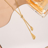 Parure de bijoux Zhongzhe : collier et boucles d'oreilles en acier inoxydable, design goutte d'eau et pompon, étanche et antirouille, tendance