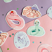 Autocollants en papier mat découpés sur mesure, imperméables, imprimés de dessins animés mignons, durables et écologiques, vente en gros