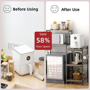 Cross-border multi-functional storage rack, household floor-standing kitchen microwave oven holder, condiment and soy <b>sauce</b> - Product Image 4