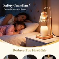 Lampe de bureau électrique créative en bois, design flamme noire, diffuseur d'aromathérapie sans flamme, chauffe-cire réglable, bougie à huile essentielle avec minuterie