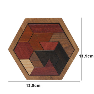 Casse-tête multifonctionnel en bois à <span class=keywords><strong>géométrie</strong></span> hexagonale Tangram Montessori Géométrique Aides pédagogiques Jouets pour enfants Garçons Filles - Product Image 6