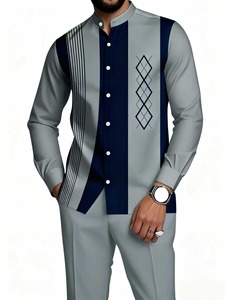 Conjunto de <span class=keywords><strong>Camisa</strong></span> y Pantalones de Manga Larga con Cuello Alto, Estampado Étnico en 3D, Estilo Europeo Americano, Casual y Moderno para Hombre, Nuevo de Fábrica 2026 - Product Image 6