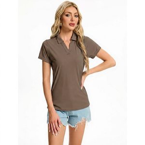 <b>Women's</b> Solid Color Short Sleeve Jersey for Shirt Breathable <b>Compressed</b> Knitted Casual <b>Top</b> - Product Image 1