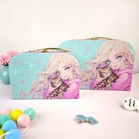 Boîte de rangement personnalisée avec poignée antique et miroir pour jouets et articles de maquillage