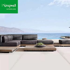 Canapés de jardin en teck modernes, 8 ensembles, <span class=keywords><strong>canapé</strong></span> en bois massif avec tissu, sectionnel <span class=keywords><strong>pour</strong></span> salon, parc, vente en gros disponible - Product Image 6