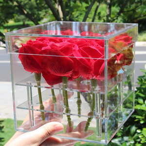 Vaso da fiori rosso da sposa di lusso visualizza supporto 9 fori organizzatore di fiori scatola di immagazzinaggio a 2 livelli <span class=keywords><strong>con</strong></span> <span class=keywords><strong>coperchio</strong></span> scatola regalo rosa - Product Image 4