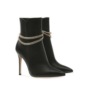 XINZI pioggia Custom taglie grandi 46 <span class=keywords><strong>stivali</strong></span> donna moda pelle nera stivaletti <span class=keywords><strong>con</strong></span> catena in metallo - Product Image 3