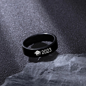 Bague de remise des diplômes bijoux argent noir capuchon diplômé en acier inoxydable bagues pour femmes hommes cadeau - Product Image 3