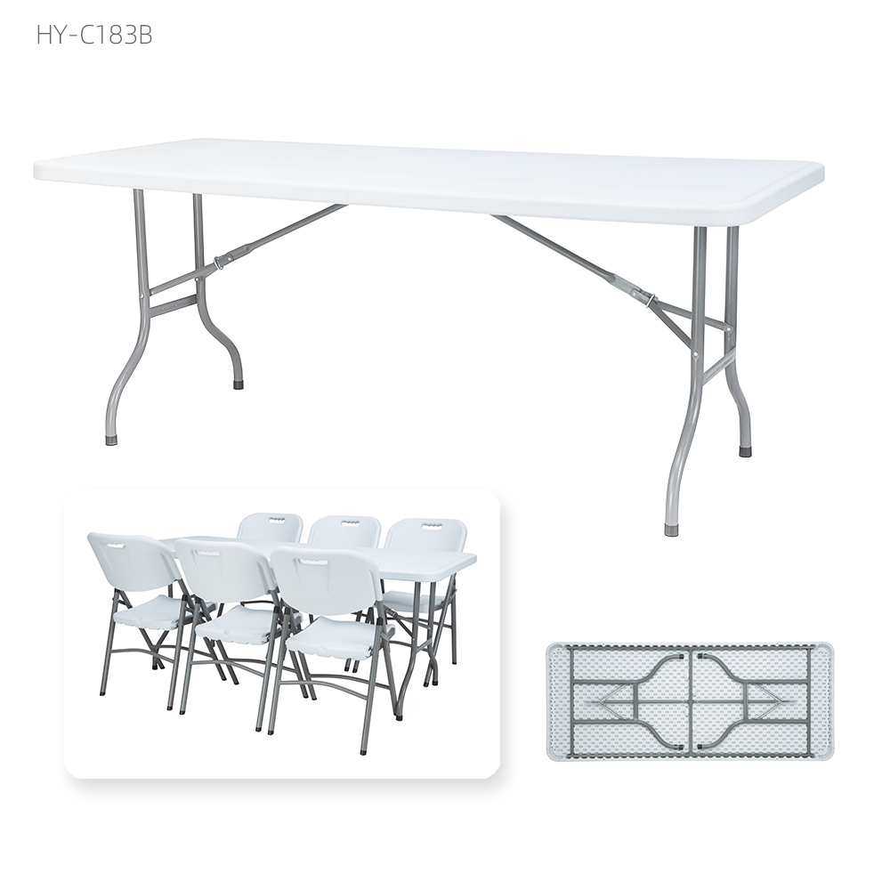 6 футов, складной стол, обеденный стол, низкая цена, пластиковый стол для улицы, 6 человек, Современный серый/черный Dia25; Dia19 ISO9001 200 кг
