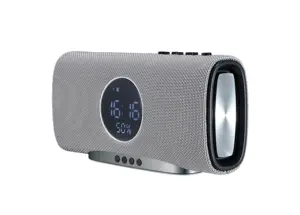 Jam alarm digital portabel 2023, speaker bluetooth 4000mah dengan pengisian daya nirkabel untuk pesta