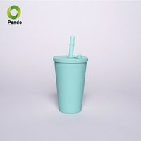 Gobelet en plastique à double paroi 16oz /24oz personnalisé avec paille tasse à café réutilisable thé à bulles finition mate givrée