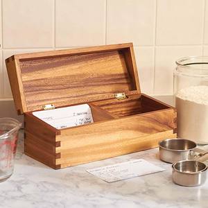 <strong>Recipe</strong> Tin <strong>Box</strong> for <strong>Recipe</strong> Bamboo Lid Wood Cookbook Holder Cookbook Holder Kitchen <strong>Recipe</strong> <strong>Box</strong> with Cards Wood <strong>Box</strong> - Product Image 1