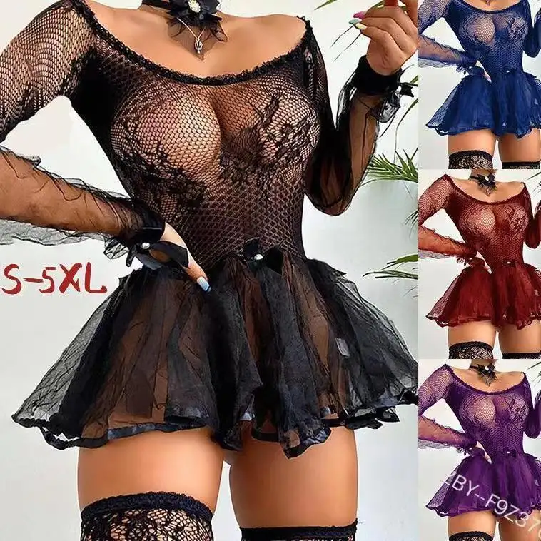Sous-vêtements Sexy en dentelle pour femme, Mini jupe en dentelle noire, Lingerie érotique, grande taille 5Xl, nouvelle collection 2023