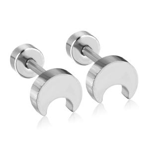 Pendientes de Acero Inoxidable con Diseño de Luna, Estilo Moderno y Lindo, Precio al por Mayor, Pendientes de Rosca para Mujer - Product Image 4