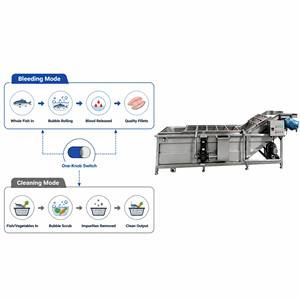 Machine à laver à bulles en acier inoxydable 304 pour nettoyage en profondeur par frottement doux et automatique des filets de poisson, légumes, fruits et tubercules - Product Image 4