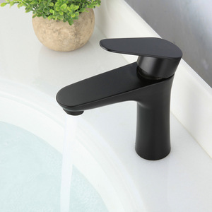 Himesi 304 Stainless Steel <b>Basin</b> Faucet Black Matte Finish <b>Single</b> Handle Hot Cold Water Deck Mounted - Product Image 2