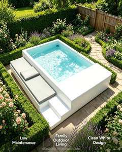 H188 Modern <b>Garden</b> Corner Plunge <b>Pool</b> Built In Tanning Ledge Compact Backyard Fiberglass Spa <b>For</b> Premium Outdoor Living Spa - Product Image 6