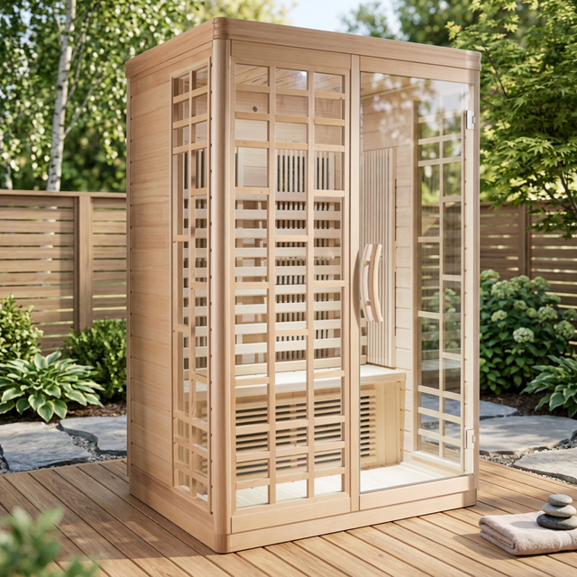 2 Person Sauna Home Infrared Sauna Canadian Hemlock Carbon Heating Low EMF APP Control Temp Time Pre-set 1700W