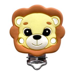 Wholesale <b>Custom</b> BPA Free Food Grade Soft Toy Non-Toxic Cartoon Lion Animal Silicone Baby Teething <b>Pacifier</b> Clip EN71/CPSIA/AU - Product Image 6