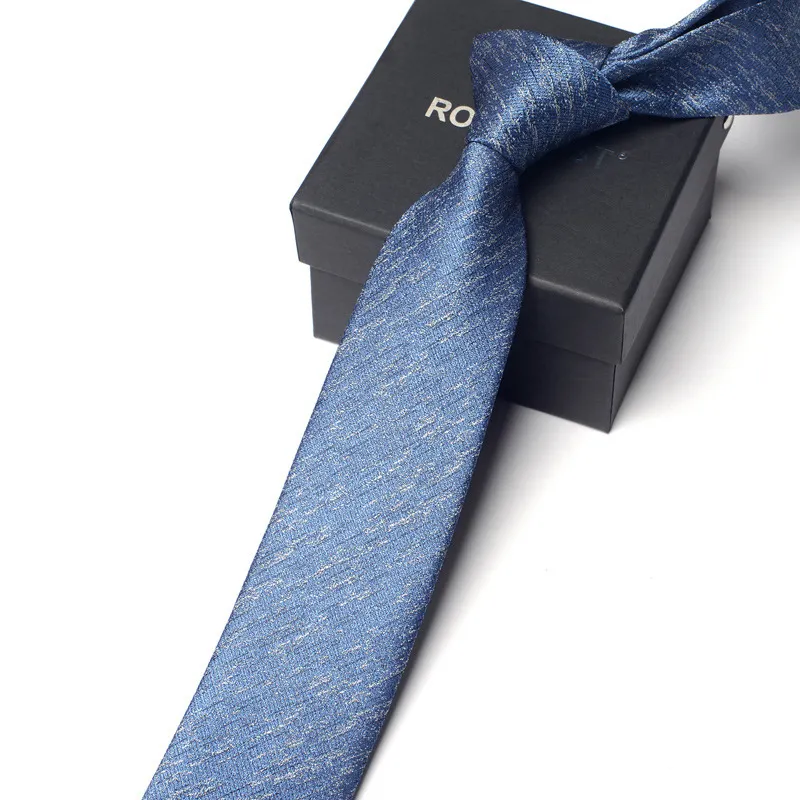 Gift box Solid Mens Skinny Ties Fashion Plain Gravata Ties Woven Silk Ties for Mens Wedding Suits Cravate