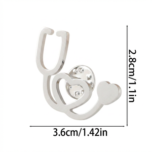 Broche de Lapela de Estetoscópio em Aço Inoxidável Prateado, Joia Médica Hipoalergênica para Enfermeiras, Médicos, Estudantes, Veterinários e Casamentos - Product Image 5