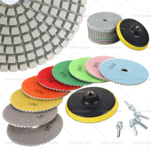 Kit lucidatrice per pietre in granito a secco/bagnato da 4 pollici con grana 50-3000 per lucidare i diamanti per <span class=keywords><strong>marmo</strong></span> pietra <span class=keywords><strong>di</strong></span> quarzo abrasiva a disco - Product Image 2