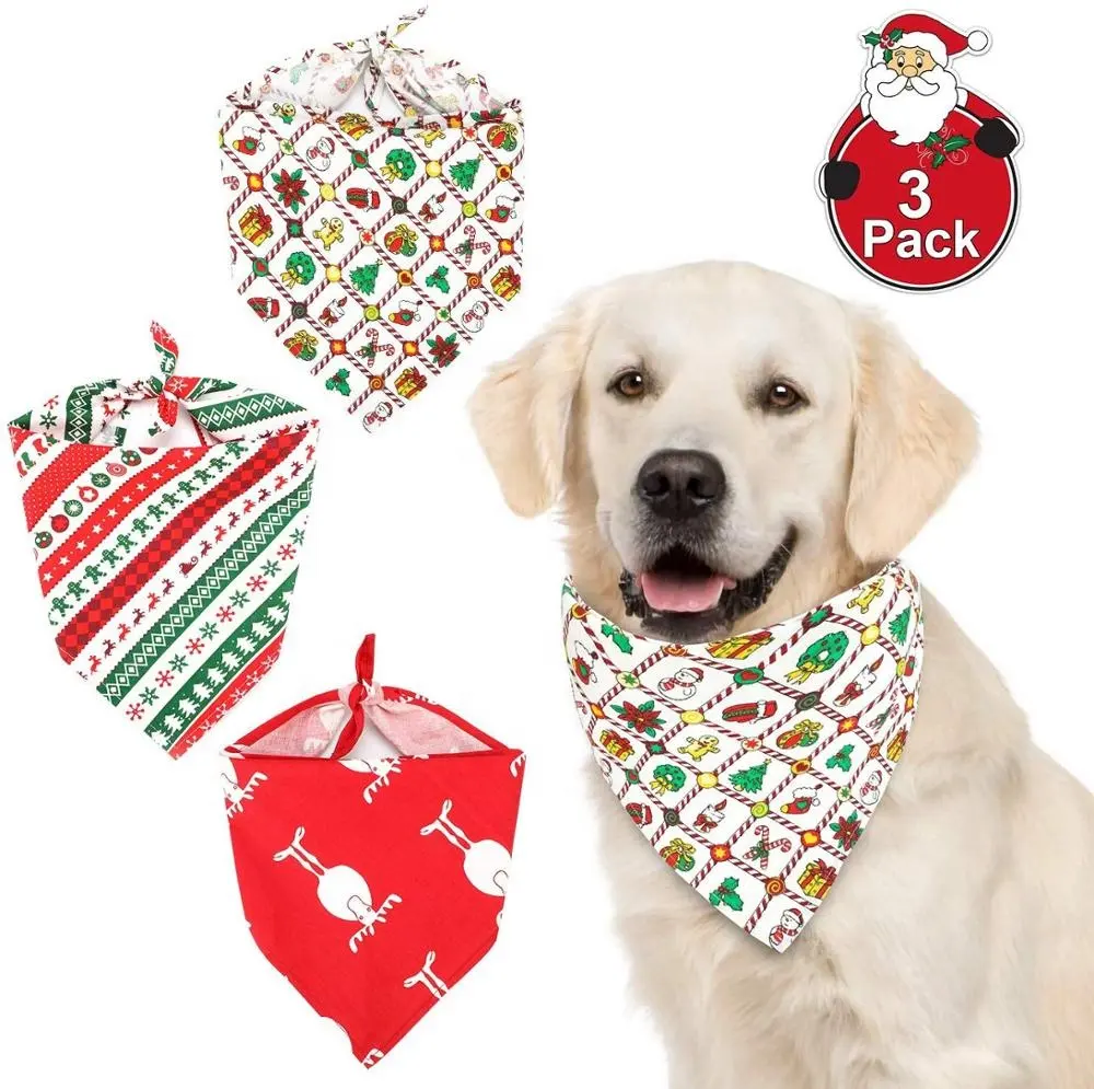 חג המולד חיות מחמד מטפחת רוק מגבת אדום ירוק סנטה איל פסים ליקוק צעיף צווארון לכלבים גדולים קטנים חג המולד מתנה