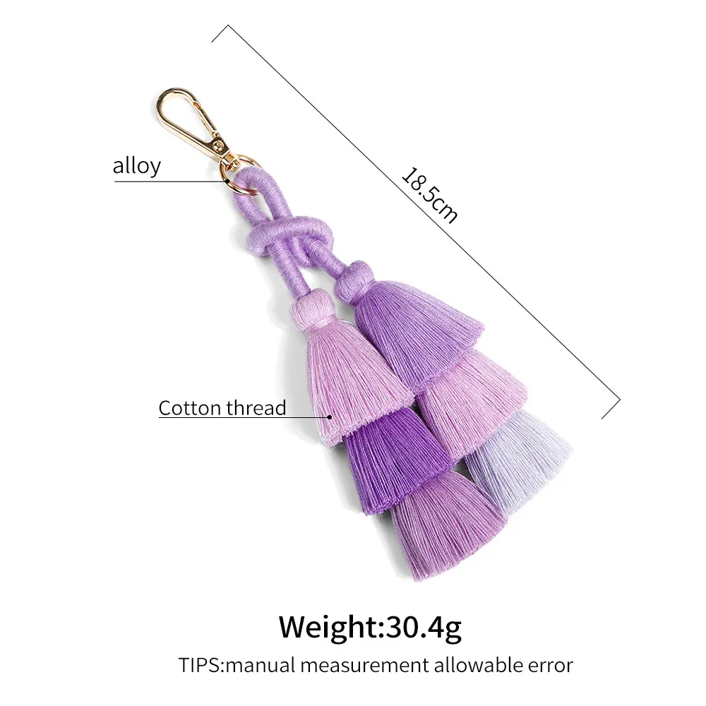 Gordon Băng đầy màu sắc tua Keychain handmade Keyring cho đóng gói trang trí