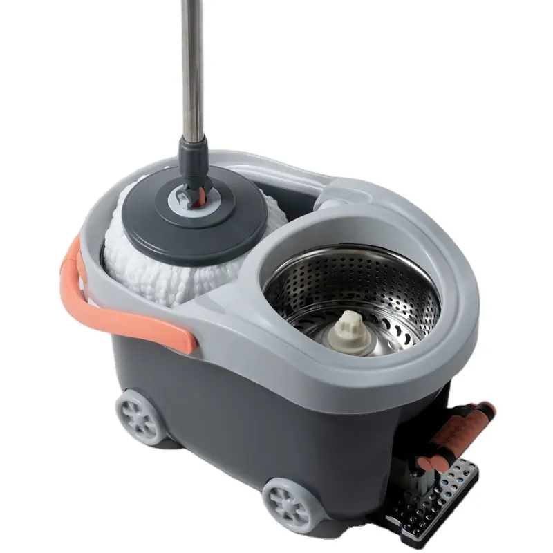 360 esfregão mágico de limpeza de chão, esfregão com balde e pedal de pé, deshidratação rápida