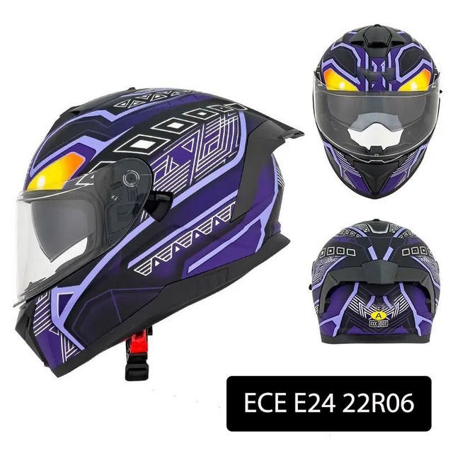 ECE 22R06 DOT Full Face Helmet, Modern Stylish Safety Headgear for Motorcycle Enthusiasts Daily Riding