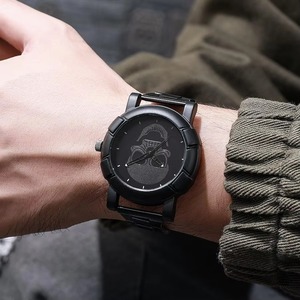 Montre à Quartz Tendance pour Homme avec Cadran Tête de Mort, Bracelet en Acier Inoxydable Noir, Style Gothique Punk, Montre-Bracelet Décontractée et à la Mode, Vente en Gros - Product Image 6