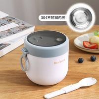 Lonchera de Plástico para Niños con Termo Hermético, Tapa para Recipiente de Alimentos, Cuchara y Botella de Vacío para la Escuela y Uso en el Escritorio