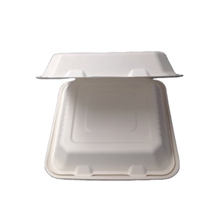 6 inch vuông phân hủy sinh học bã mía Hộp Ăn Trưa tự nhiên trắng takeout container thực phẩm vỏ sò Hamburger Hộp bao bì thực phẩm - Product Image 6