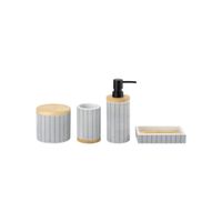 Accessoires de salle de bain en polyrésine blanche avec pompe à base de bois flèche noire distributeur de savon liquide produits ménagers pour usage domestique