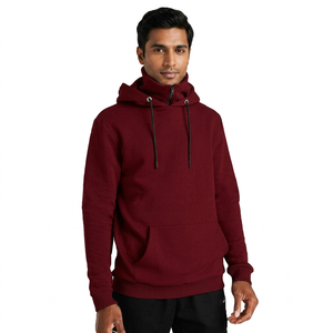 Sweat à capuche double avec broderie de logo personnalisé, style ninja, pour homme, fermeture éclair intégrale, thermique - Product Image 1