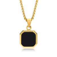 Collier pendentif en forme de cube géométrique en métal noir et blanc pour hommes, bijoux en acier inoxydable, style européen et américain