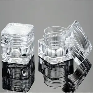 100ピース/ロット5グラムClear AS Square Eye Cream Jar Plastic Transparent Cosmetic Container Sample Packing Box