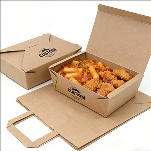 Fast Food Custom Logo 2 Compartment 350ml Takeaway Biodegradable Disposable Eco Friendly Modern Paper <b>Container</b> - Product Image 1