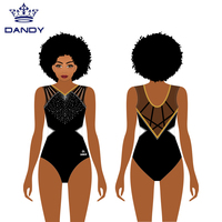 Justaucorps de danse personnalisé Dandy de haute qualité brillant Justaucorps de gymnastique noir pour fille sexy